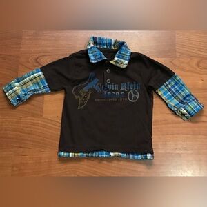 Calvin Klein Toddler  Boy Brown Plaid Shirt